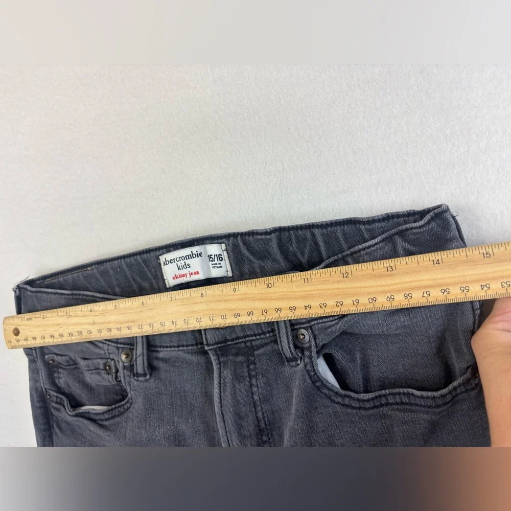 ABERCROMBIE & FITCH KIDS Black Skinny Jeans Cotton‎ Stretch Distressed Dark 16